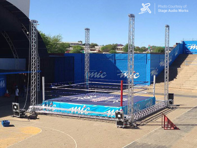 The First OV Truss ground support used for a boxing match in Namibia